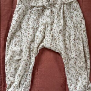 Rylee + Cru Baby Pants with Floral Pattern in Cream and Green